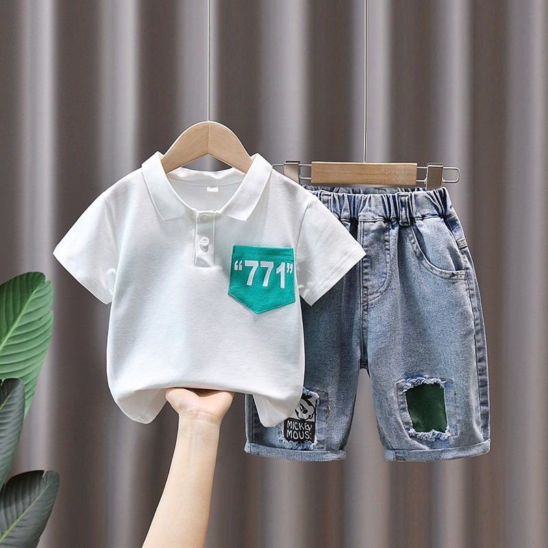 男童夏季套装韩版23新款小孩帅气夏装儿童网红炸街薄款短袖两件套