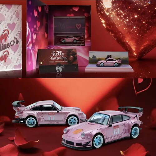 ModelModel 1:64 保时捷930RWB 情人节限定 合金汽车模型收藏摆件