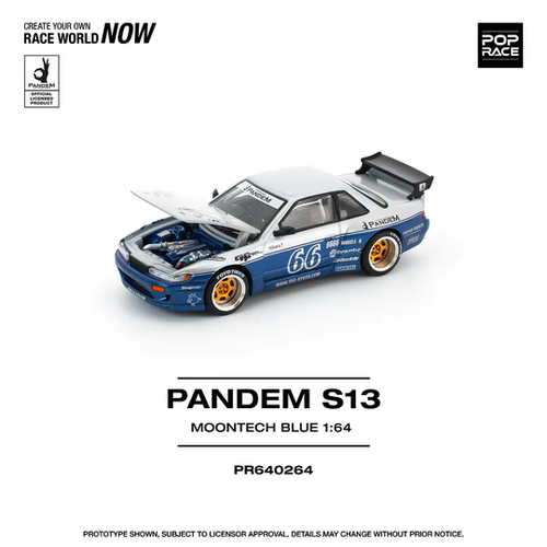 POPRACE 1:64 尼桑日产SILVIA S13 PANDEM 火箭兔 合金汽车模型