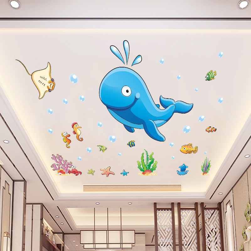 幼儿园天花板贴画装饰儿童房间吊顶3d立体墙贴墙壁贴画游泳馆贴纸