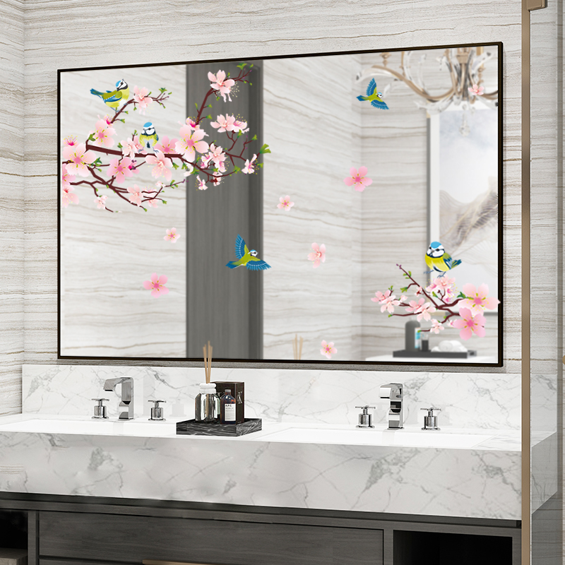 玻璃镜子花边卫生间窗户温馨墙贴