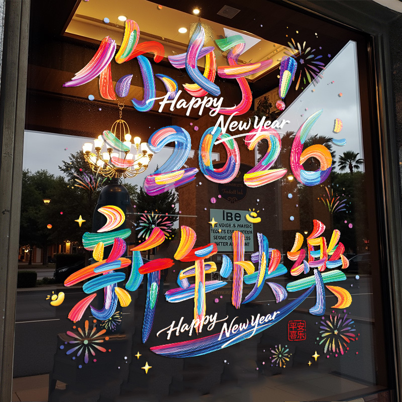 2026新年过年装饰静电贴玻璃贴