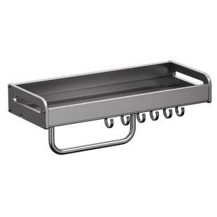 枪灰厨房太空铝置物架免打孔调料架壁挂式油盐酱醋调味品收纳架子