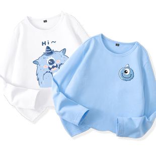 真维斯童装儿童春秋款长袖t恤女童秋季纯棉宽松上衣男童打底衫薄