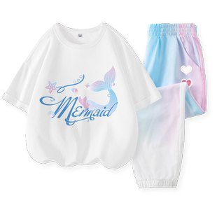 真维斯童装女童套装夏季女大童薄款运动衣服夏装儿童夏款短袖t恤