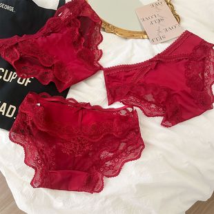 本命年法式性感镂空蕾丝纯欲风内裤女低腰透气纯棉裆少女三角裤头