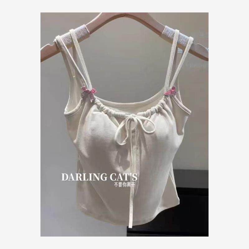 韩系纯色百搭吊带美背带胸垫背心女新款内搭外穿无袖修身打底上衣