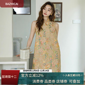 无袖 半开襟包边短款 复古日常提花旗袍原创设计国风连衣裙夏2865