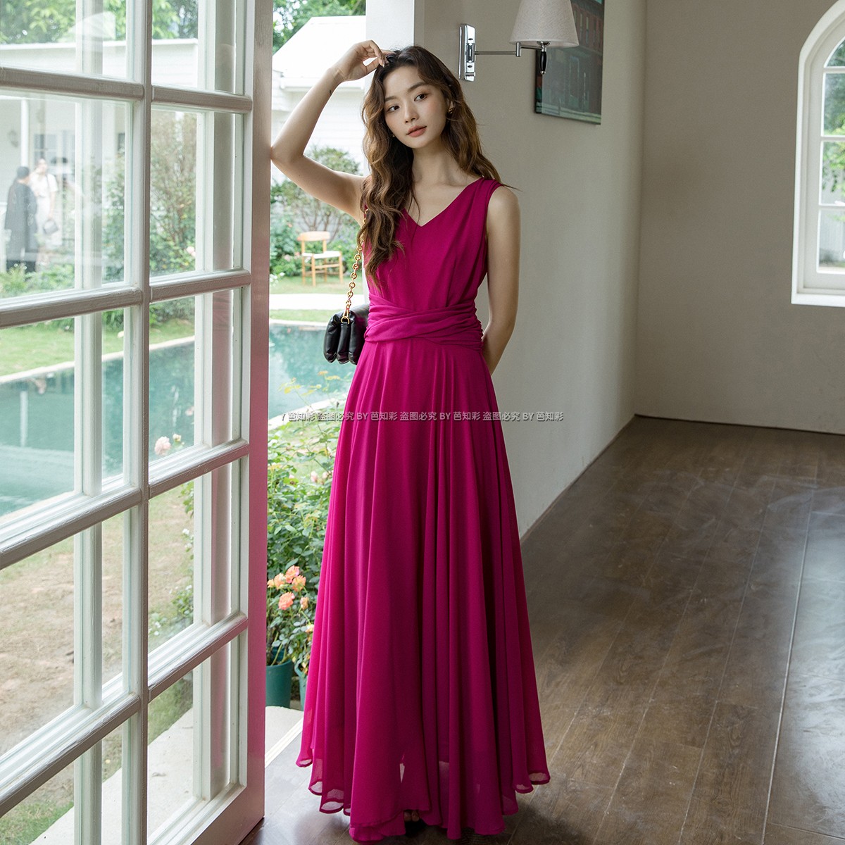 时尚雪纺大摆气质连衣裙显瘦