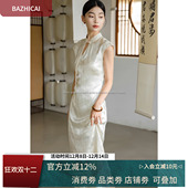 垂感口碑面料 旗袍提花连衣裙2748 垂感国风新中式 丝缎透气年轻款