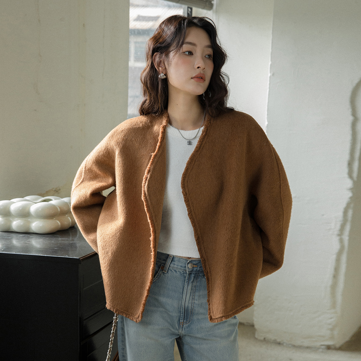 双面呢羊绒羊毛手工大衣外套