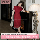 小众提花小礼服平时可穿旗袍裙554 绝美红色蕾丝连衣裙女2025新款