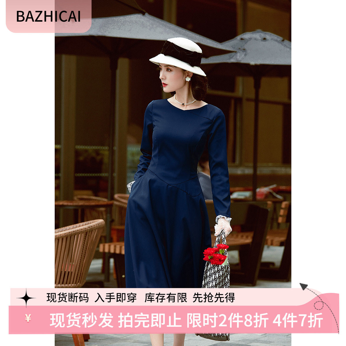 通勤法式复古商务显瘦连衣裙