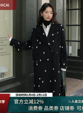 精英战袍丨轻奢黑色经典羊绒大衣丨双面呢手工长款羊毛外套1328