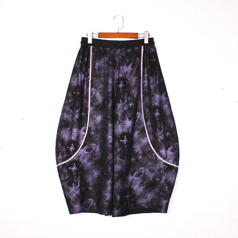 【云舒】复古国风中式100%桑蚕丝香云纱松紧腰宽松女士阔腿裤子