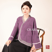 复古新中式 紫腾 纯手工桑蚕丝香云纱中国风提花女士上衣