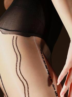 摩斯码电波蕾丝提花一体性感无缝丝袜女丝滑油亮超薄极光连袜