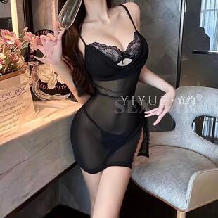 侘寂裙蕾丝连身短裙帝政侧开吸奶姬系穿搭小裙子超闪超绝女生约会