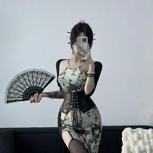 开衩改良复古旗袍服装 性感国潮cos服夜场纯欲制服套装 民国风中式