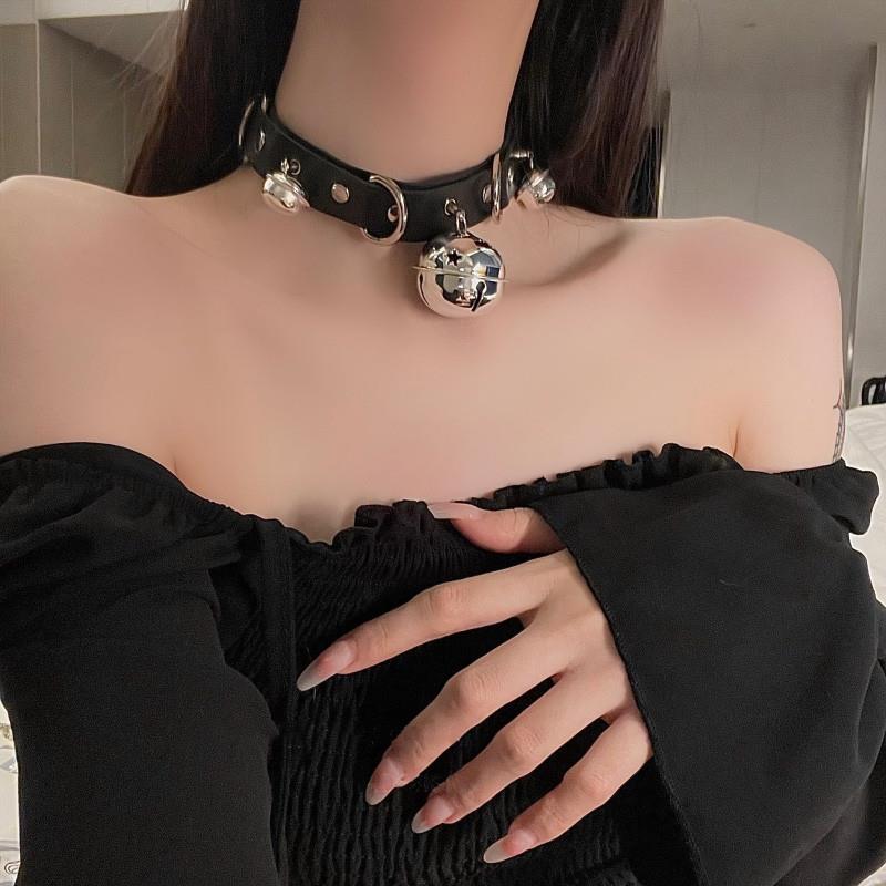 妖精大人:大铃铛项圈PU颈环禁欲系choker项链sm配饰女仆脖环颈带