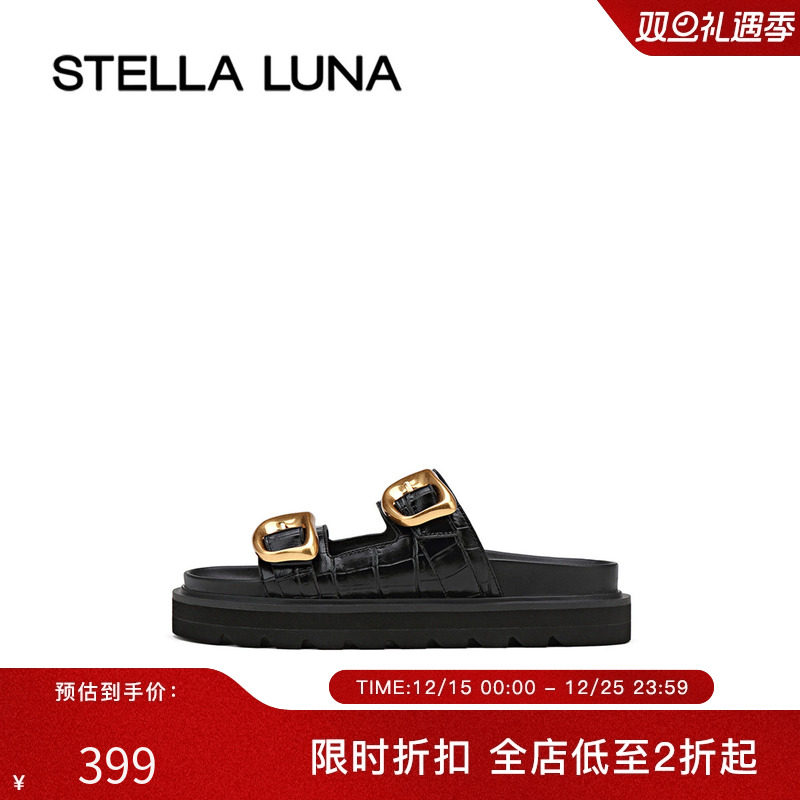 休闲平底饰扣勃肯凉拖鞋