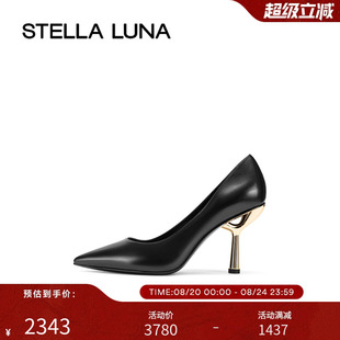 LUNA女鞋 秋季 STELLA 24FW新款 单鞋 黑色尖头金属跟不累脚高跟鞋