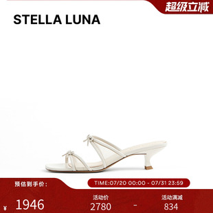 LUNA女鞋 迷你蝴蝶结装 STELLA 25SS春夏新款 饰复古猫跟凉鞋 凉拖鞋