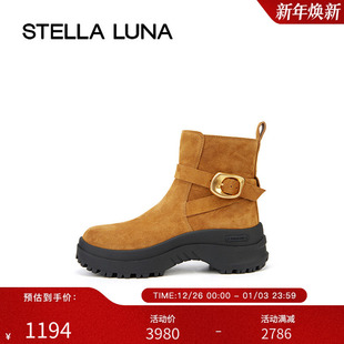 厚底金属扣饰圆头法式 STELLA 秋季 24FW新款 短靴 LUNA女鞋