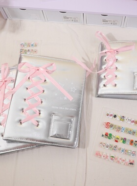 Hisocute银色蝴蝶结美甲册穿戴甲展示册美甲作品展示收藏册