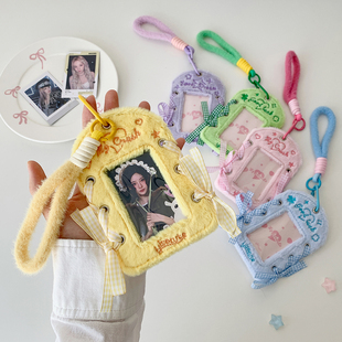 Hisocute芭蕾风追星女孩3寸小卡卡套学生饭卡卡包DIY丝带毛绒卡套