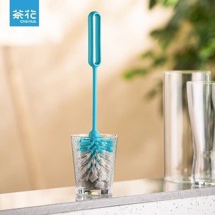 茶花长柄家用杯刷清洁杯子海绵刷PP清洁刷无死角去污专用奶瓶刷子