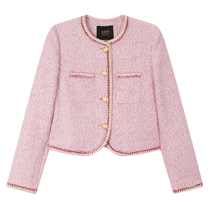 白鹿语优雅小香名媛风短外套春季新款休闲通勤甜美减龄短上衣女