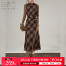 收腰无袖 复古修身 长裙连衣裙 纹背心裙25秋冬新款 白鹿语千金风格