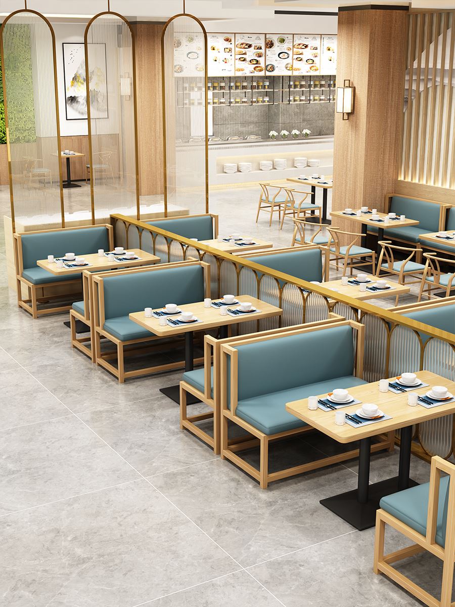 定制餐厅铁艺靠墙卡座沙发商用饭店烤鱼店火锅店桌椅组合餐饮家具