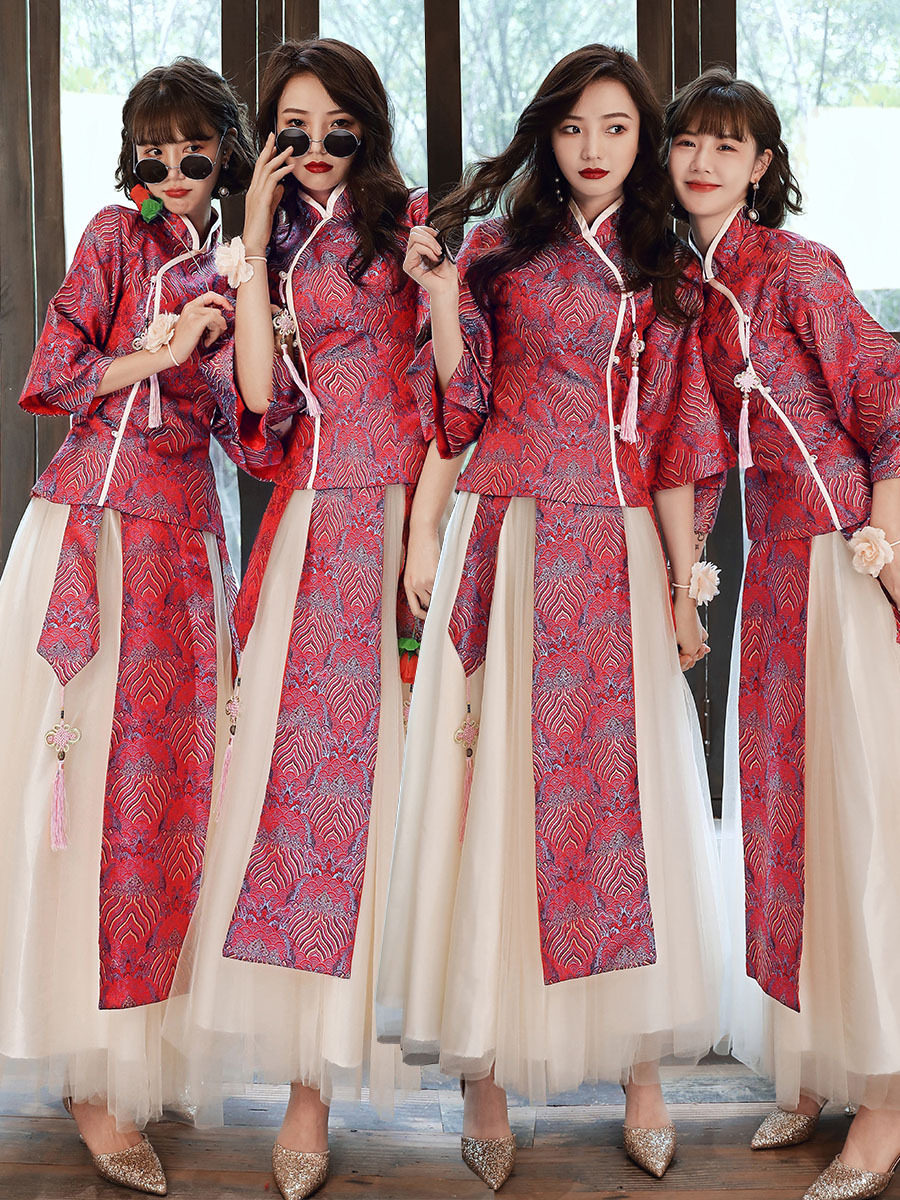 中式服2020风演出服宴会红色新娘伴娘团姐妹裙礼服连衣裙婚纱高腰在类目 女装/女士精品, 婚纱/旗袍/礼服, 婚纱中 - 来自Buy2taobao.com提供专业的淘宝代购服务