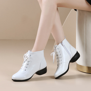 特丝丽她冬季加绒舞蹈鞋女中跟广场舞鞋软底中老年跳舞鞋侧拉链