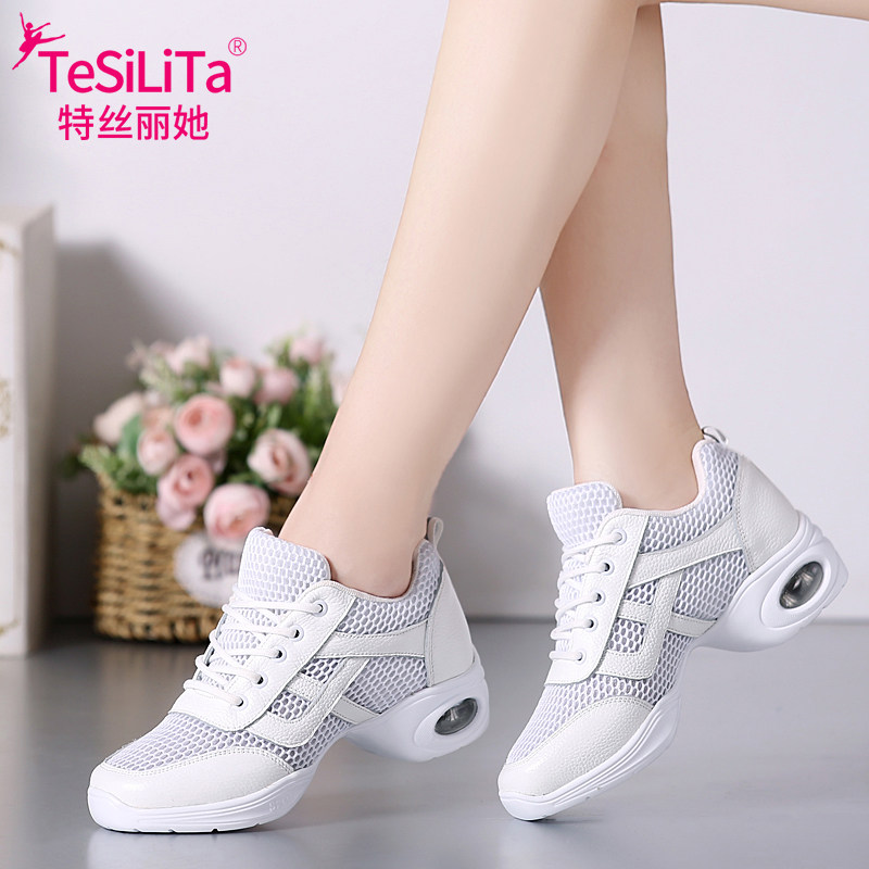 特丝丽她新款广场舞女鞋舞蹈鞋软底透气成人爵士水兵跳舞鞋子秋季