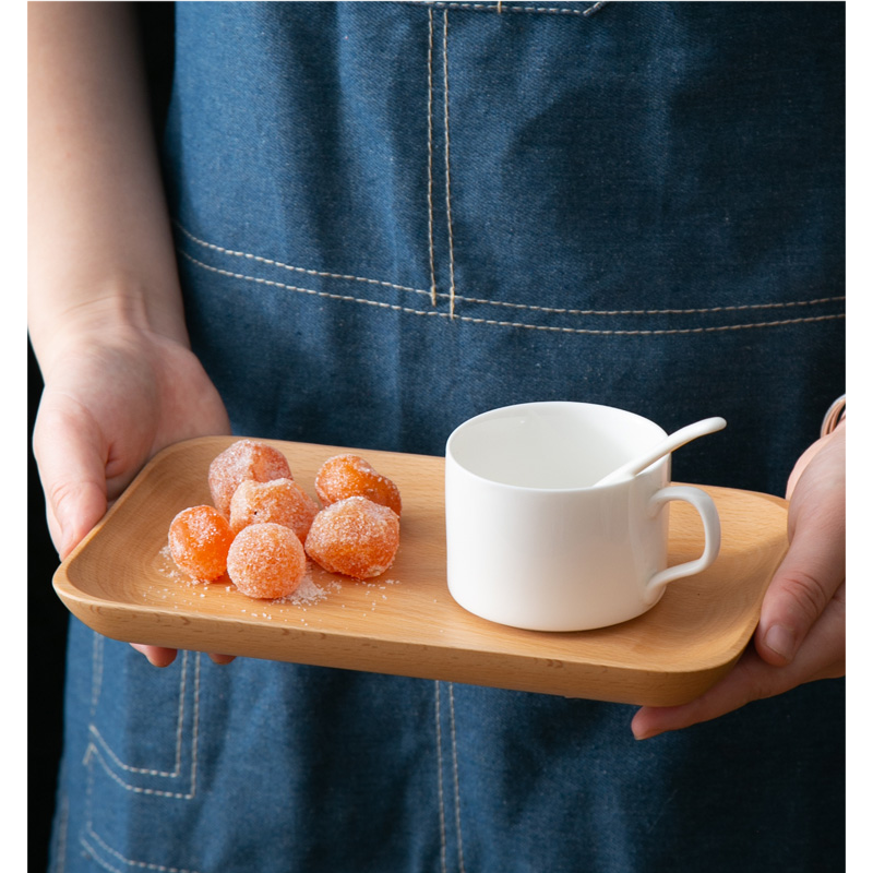 实木咖啡小托盘黑胡桃木水杯茶壶点心托早餐盘榉木黑胡桃木餐饮具