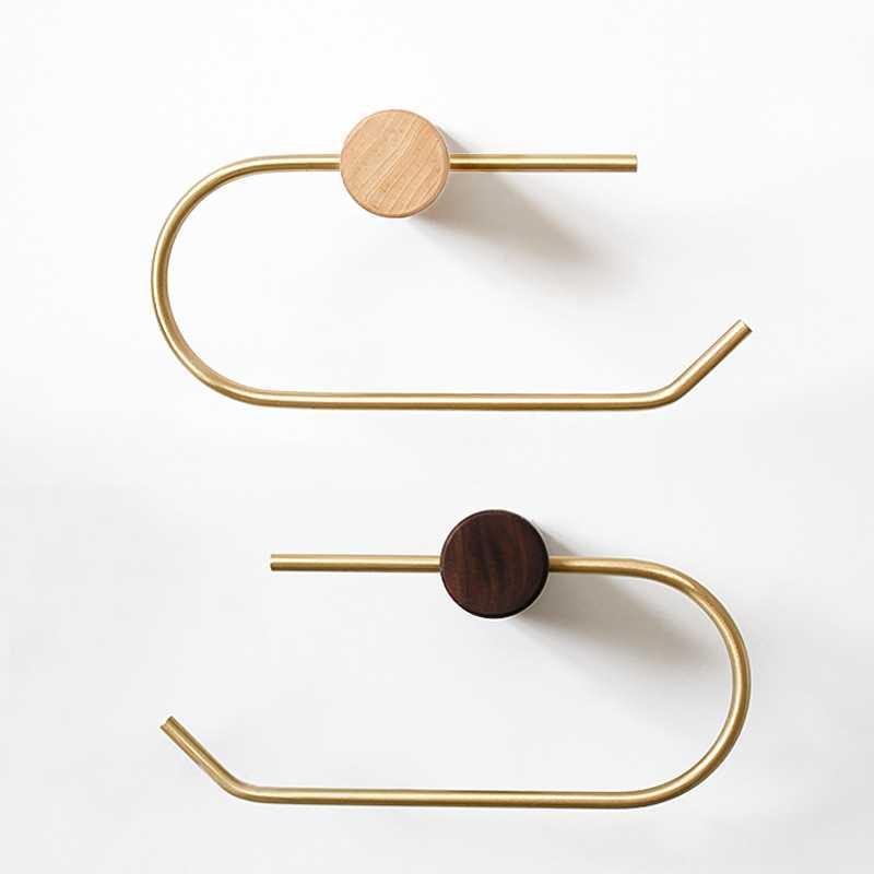 日式木质纸巾架黄铜圆棒打孔