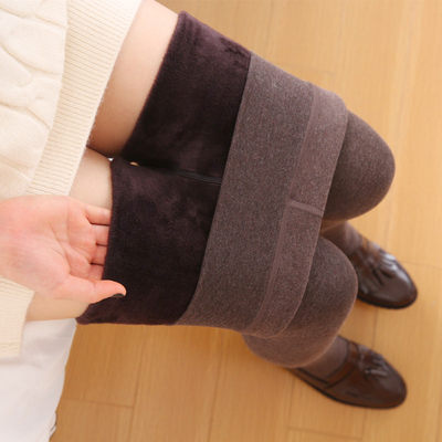 纯棉打底裤加绒高腰平纹一体哑光