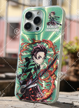 iPhone16鬼灭之刃16promax手机壳iphone15动漫炭治郎14plus二次元13pro新款12动漫11透明保护套镭射极光硬壳