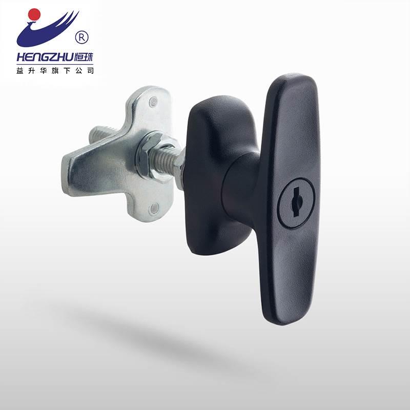 恒珠 MS107-1-1 黑色把手锁 配电箱机柜门锁 锌合金控制柜锁