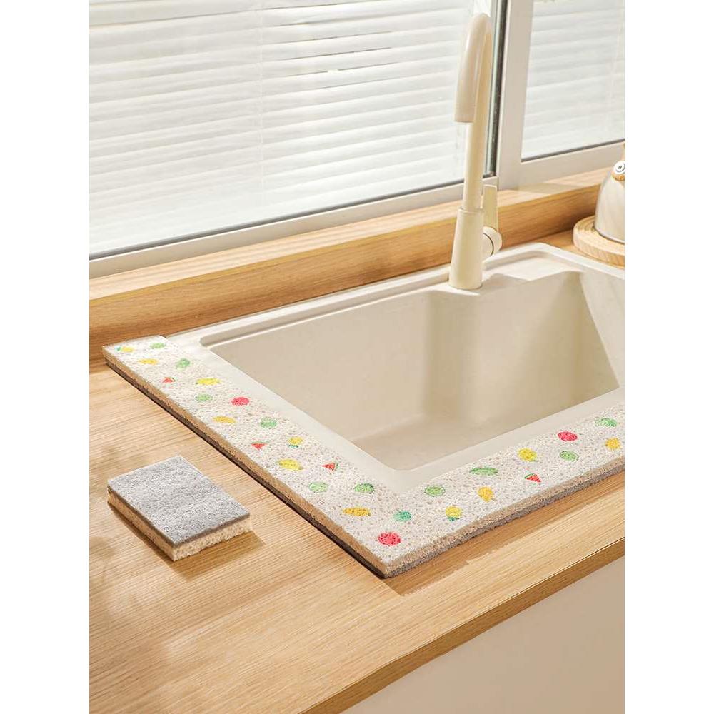 水槽吸水棉厨房台面吸水垫防溅水洗手台海绵垫木浆棉清洁擦百洁布