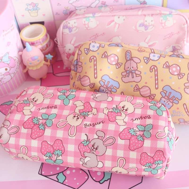 日式可爱少女心中小学生笔袋文具盒印花大容量独角兽皮质收纳袋子