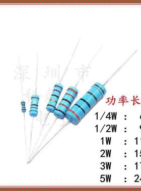 910KR  910K欧 金属膜1% 1/2W 3W 5W 1/4W  0.25W 5色环 直插电阻