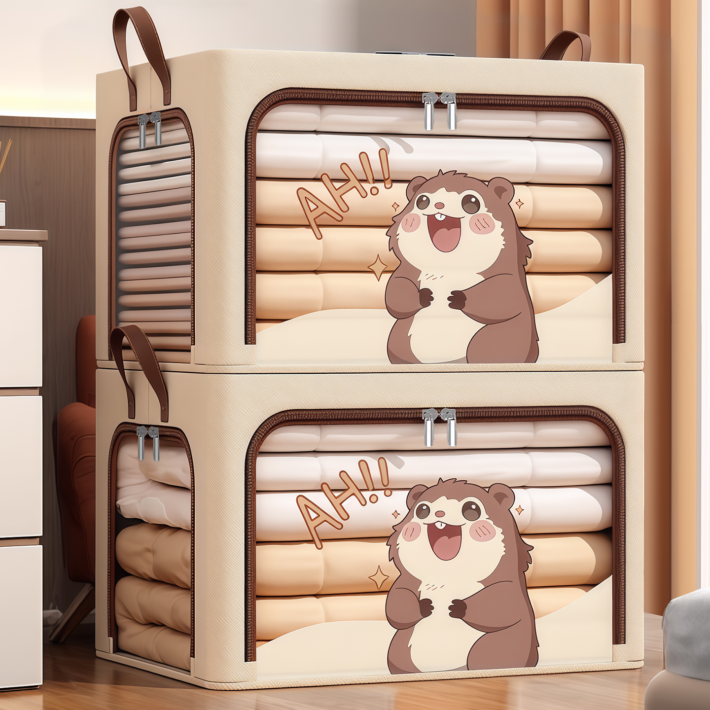 4个装土拨鼠牛津布衣服收纳箱