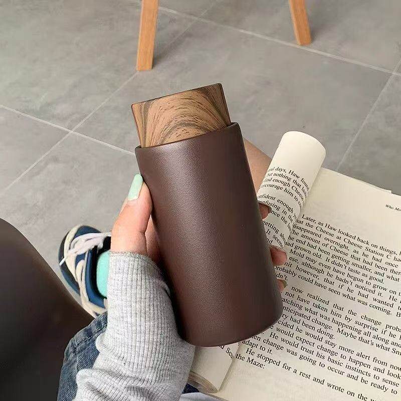 日式小容量便携不锈钢保温杯带茶隔男女士简约ins磨砂商务茶水杯