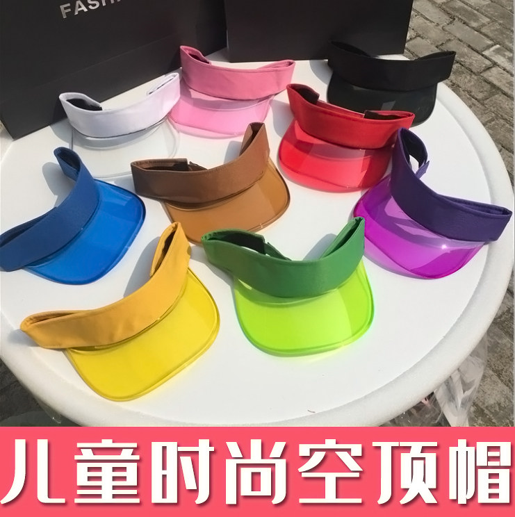 潮童ins网红同款女童透明空顶帽子遮阳鸭舌个性防晒太阳帽夏天