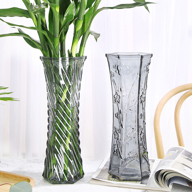 富贵竹玻璃花瓶透明烟灰大号水养百合花瓶摆件客厅插干花北欧家用,鲜花速递/花卉仿真/绿植园艺,花瓶,淘宝优惠券,粉丝福利购,淘宝优惠卷