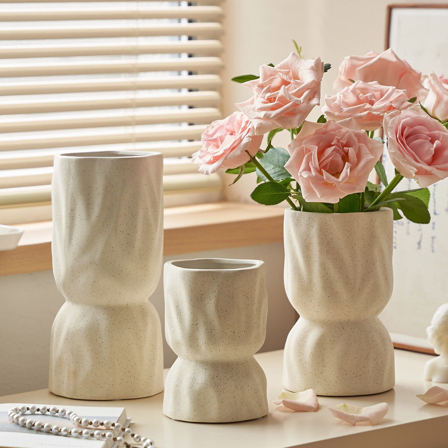 北欧风素烧陶瓷花瓶客厅插花水培鲜花装饰品复古创意摆件新中式,鲜花速递/花卉仿真/绿植园艺,花瓶,淘宝优惠券,粉丝福利购,淘宝优惠卷